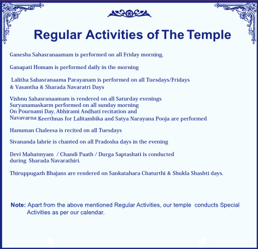 Regular Activities